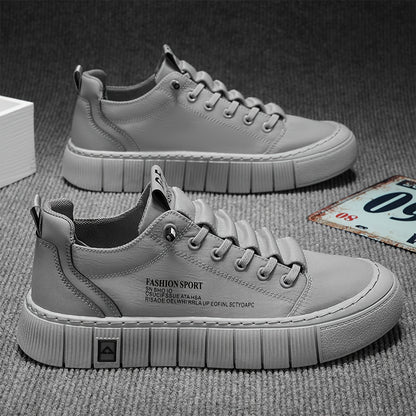 Scarpe da Ginnastica Uomo Basse e Robuste - Suola in PVC Spessa Beige & Nero, Scarponcini Retro con Lacci per Streetwear a Trazione Ammortizzata, Versatili Tutte le Stagioni Ideali per Casual, Outdoor ed Everyday (Grigio/Beige) – Tomaia Resistente Tessuto