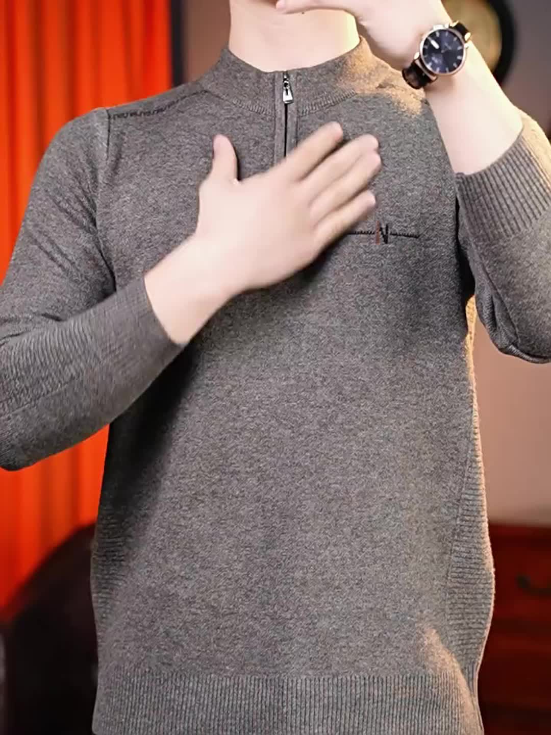 Maglione a metà zip da uomo - Pullover termoisolato con zip frontale, maglione in maglia morbida per ufficio, abbigliamento formale e casual - Maglione invernale in colori scuri (blu/nero/carbonio) - Top di strato traspirante per il tempo freddo, abbiglia