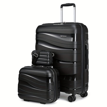 Valigia a mano Melalenia, Valigia leggera a mano, Valigia rigida espandibile in PP con ruote girevoli, Valigia da viaggio da 20" con serratura TSA (set da 3 pezzi)
