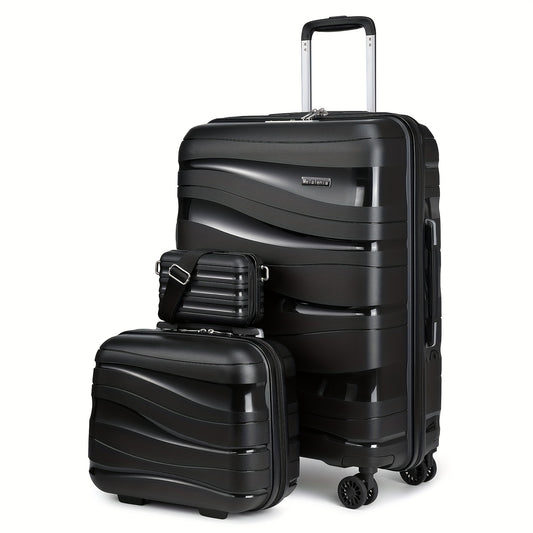 Valigia a mano Melalenia, Valigia leggera a mano, Valigia rigida espandibile in PP con ruote girevoli, Valigia da viaggio da 20" con serratura TSA (set da 3 pezzi)