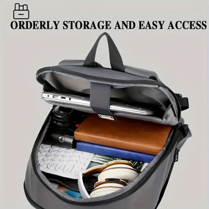 Zaino espandibile in stile business, similpelle, cerniera liscia resistente, borsa per laptop multi-pad, zaino casual, adatto per il pendolarismo quotidiano, viaggi di lavoro all'aperto, regalo ideale per le vacanze, opzioni nero, grigio scuro, grigio chi