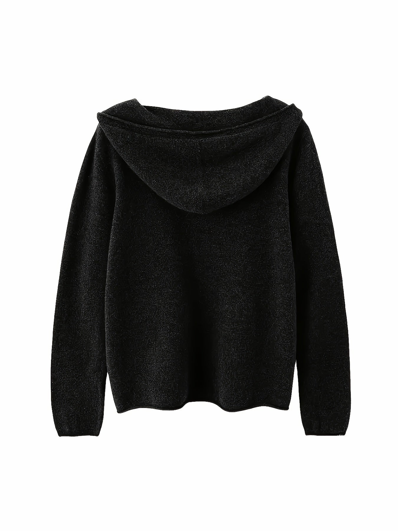 Maglione con cappuccio casual da donna in 100% lana, cardigan lavorato a maglia in lana merino tinta unita, manica lunga, vestibilità regolare, design aperto sul davanti, scelta elegante e calda per l'autunno/inverno, ultra morbido