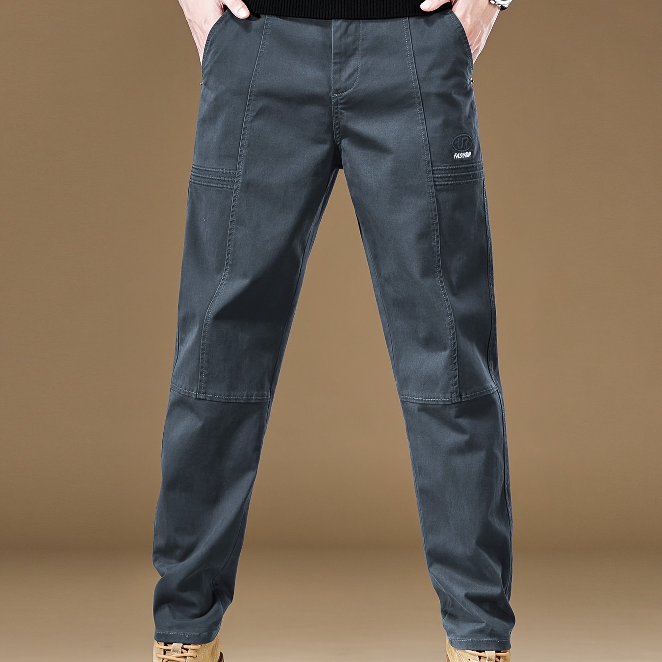 Pantaloni cargo casual da uomo - Vestibilità ampia, vita con coulisse, più tasche, beige, comfort per tutte le stagioni, perfetti per attività all'aperto, pantaloni da esterno | Pantaloni con vestibilità rilassata | Tasche funzionali