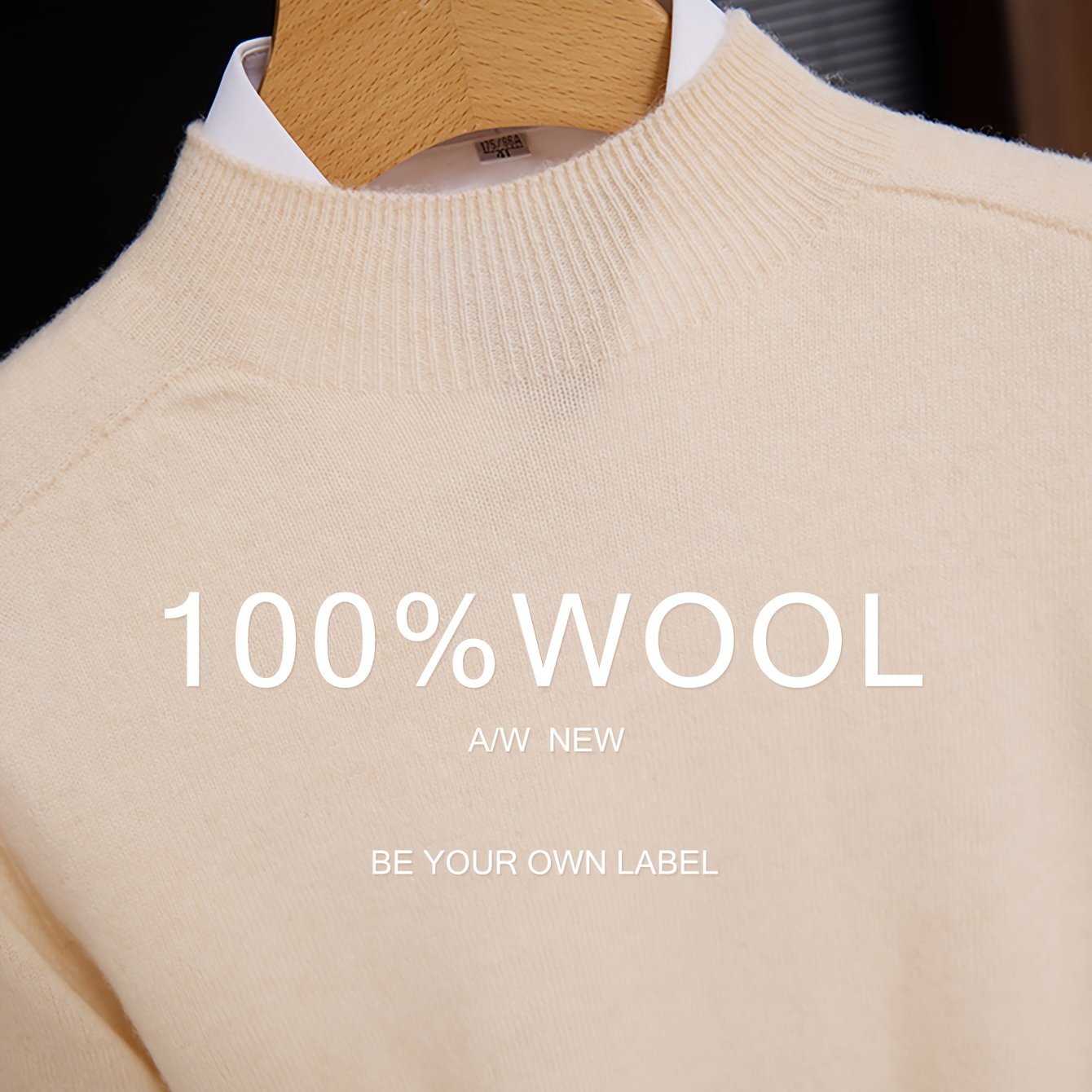 Maglione 100% Yarn da uomo - Morbido, traspirante, leggero, con scollo a giro, maniche e orlo ribassati, stile casual business casual per l'autunno/inverno, beige, perfetto per strati o outfit standalone, maglione a maniche corte, maglia