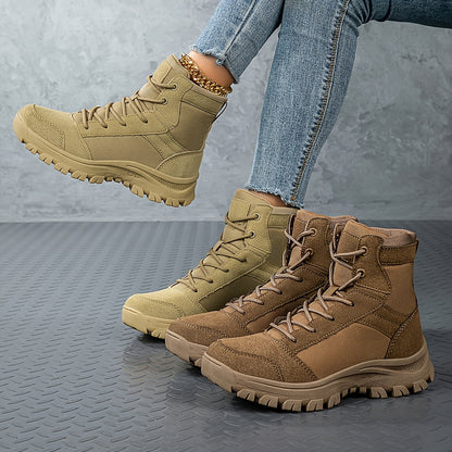 Scarpe da Trekking Donna, Stivali Tattici Antiscivolo Leggeri e Resistenti per Tutte le Stagioni, Stivaletti da Moto Mid-Cut Desert