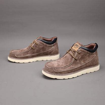 1Paio di Stivali Oxford Derby alla Moda da Uomo - Stivali Casual con Lacci e Seconda Pelle di Vero Pelle Sintetica, Fodera in Seta, Suola in Gomma per Tutte le Stagioni - Versatile per l'Abbigliamento Quotidiano, Feste e Stile Stradale