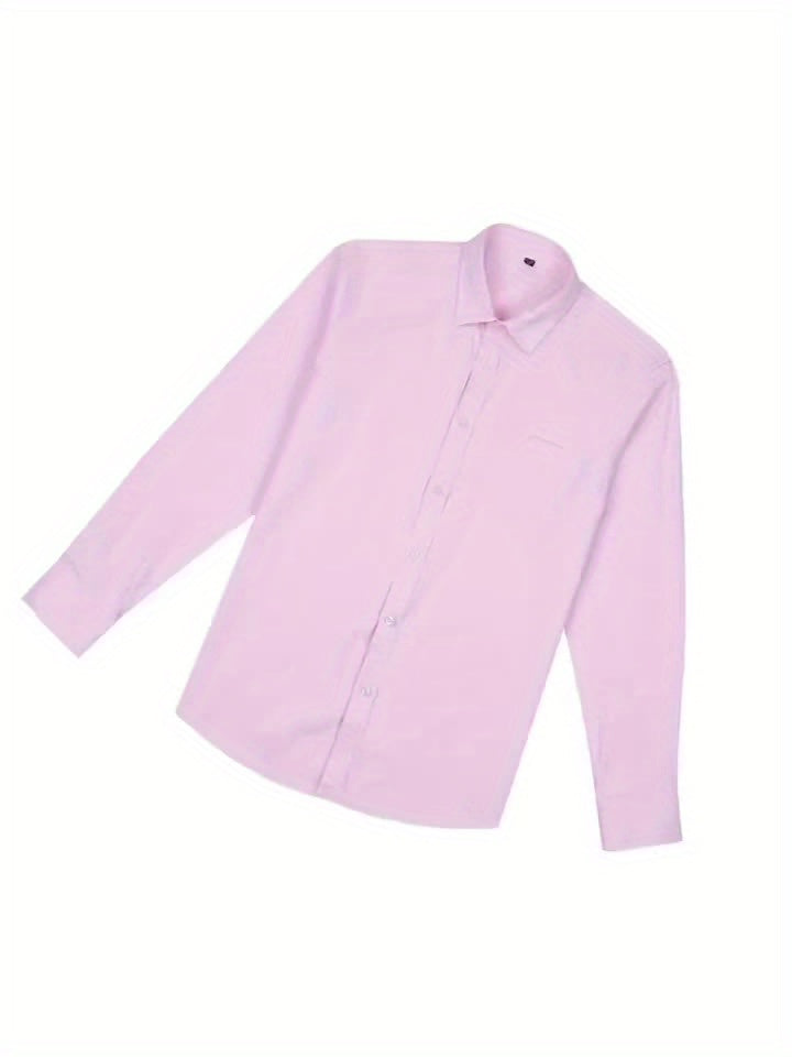 3 pezzi di camicie casual da uomo con maniche lunghe e bottoni - colore solido, misto di poliestere, vestibilità regolare con tasche, perfette per la primavera e l'autunno, versatile per abbigliamento casual o formale, abbigliamento versatile | Maniche lu