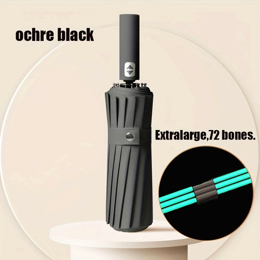 1Cp72 Ombrello Automatico con 72 Ribs Rinforzati, Adatto per Uomini e Donne, Pieghevole, Portatile e Durevole con .