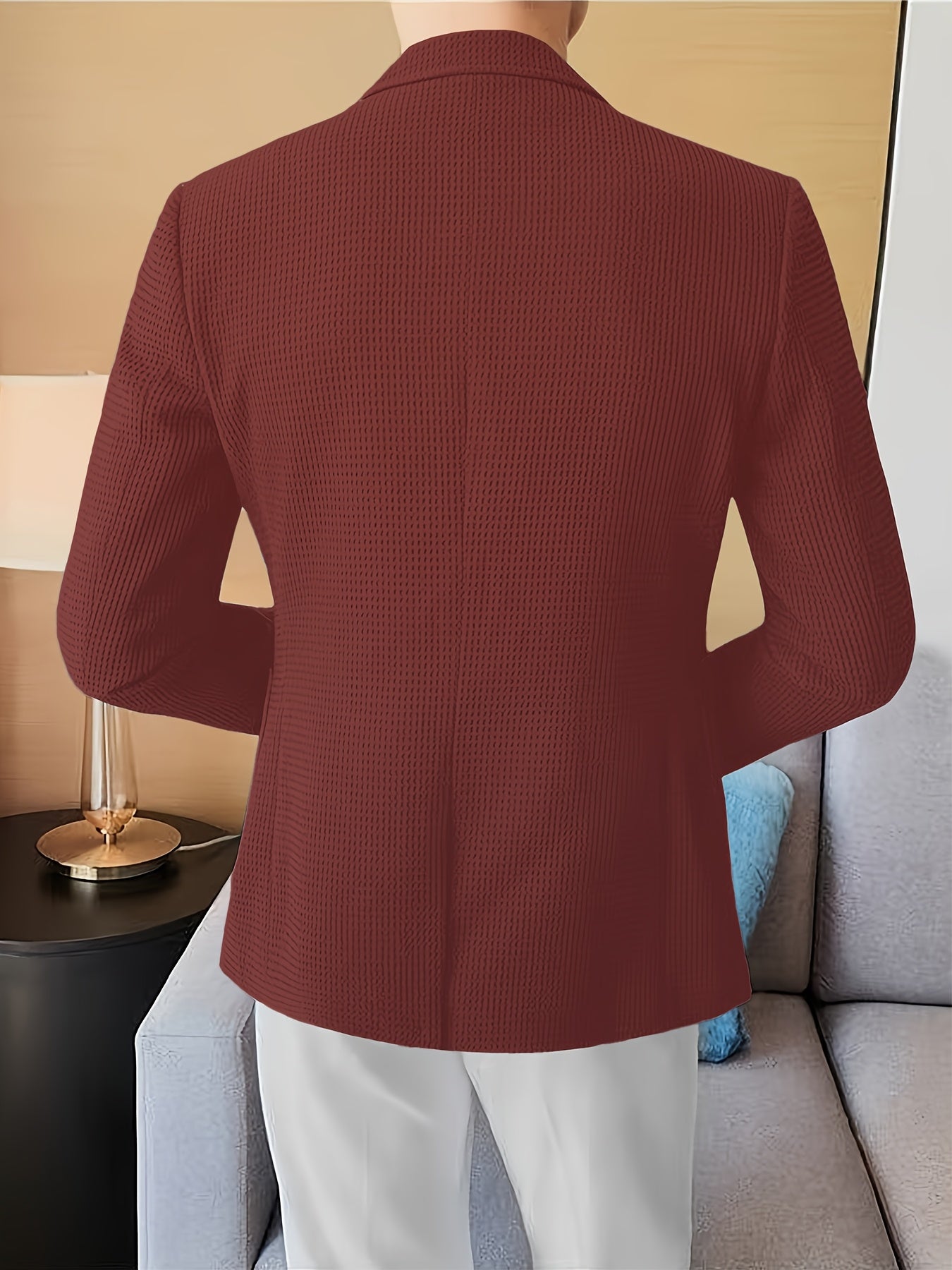 Linea Classic - Blazer a maniche lunghe in maglia waffle per uomo