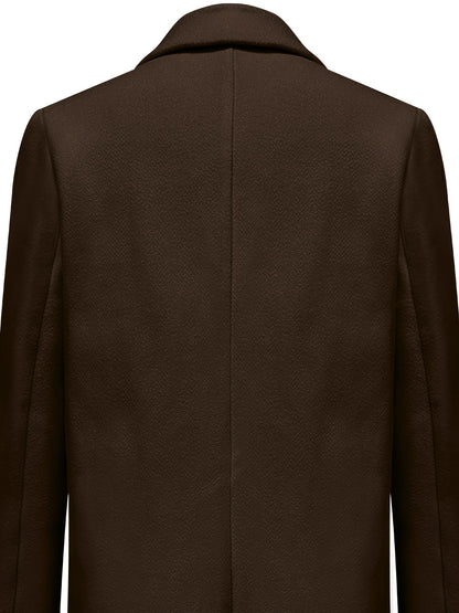 Double Breasted Lapel Overcoat, Elegant Long Sleeve Outwear For Fall & Winter, Women's Clothing