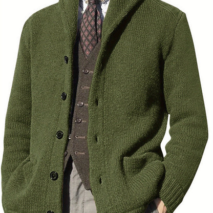 Maglione Uomo ZBZP Marrone con Bottoni - Cappotto in Maglia Pesante con Collo Alto, Modello A339 per Occasioni Formali e Casual Invernali, Comodo da Indossare Ogni Giorno, Taglio Classico Largo e Tessuto Resistente