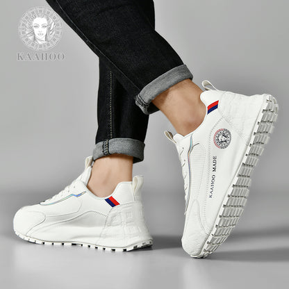 KAAHOO Scarpe da Ginnastica Casual Uomo in Beige//Grigio/Nero/Verde - Tomaia Traspirante e Suola in Gomma, Calzature Versatili con Lacci per Palestra ed Abbigliamento Informale, Scarpe Sportive per Uomini, Scarpe Sportive Bianche per Uomo, Scarpe da Tenni