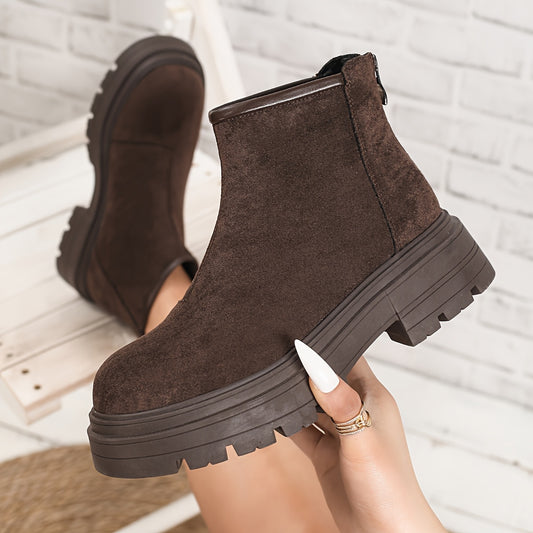 Stivaletti Chelsea da Donna per il Bosco - Stivali Invernali Foderati in Pile con Suola Spessa, Nuovo Modello di Ankle Boot Corto