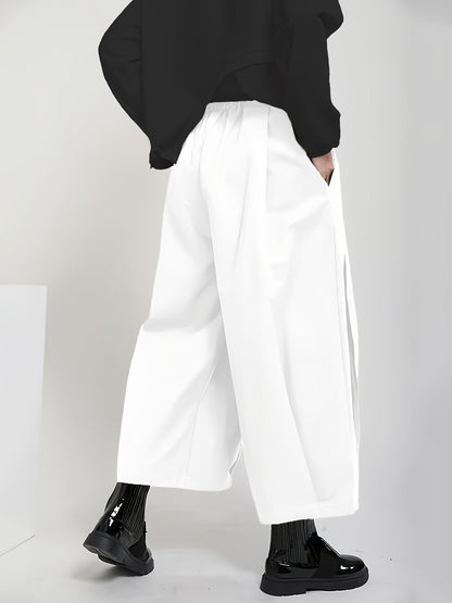 Pantaloni da donna a vita alta e gamba larga - Eleganti pantaloni a gamba dritta con texture liscia, pantaloni per tutte le stagioni, per tutti i giorni e formali da donna - Ufficio, festa, outfit casual - Tessuto non elasticizzato di facile manutenzione,