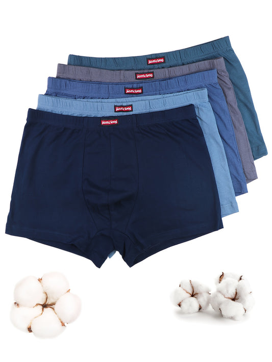 5 Pezzi Boxer Uomo - Intimo Morbido e Traspirante, Design a Quattro Angoli Anti-Adesivo, Colori Minimalisti (Blu Navy/Grigio/Azzurro) - Essenziali per Tutti i Giorni e Occasioni Formali, Mutande Classiche, Tessuto Liscio, Confezione Multipla, Ideale per u