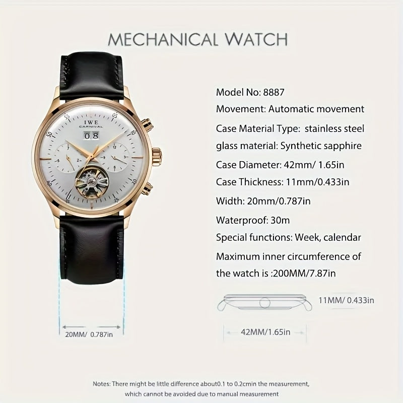 Orologio Meccanico Multifunzione di Lusso Uomo I&W Carnival, Orologio Sottile e alla Moda Automatizzato, Regalo per le Vacanze