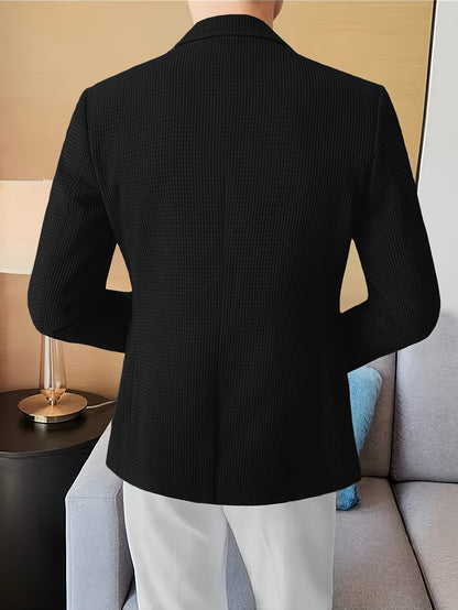 Linea Classic - Blazer a maniche lunghe in maglia waffle per uomo