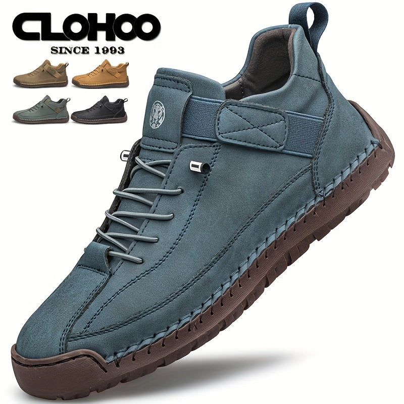 Scarpe da uomo casual con suola morbida e confortevole, realizzate a mano con cuciture a mano e fondo in gomma, marchio CLOHOO