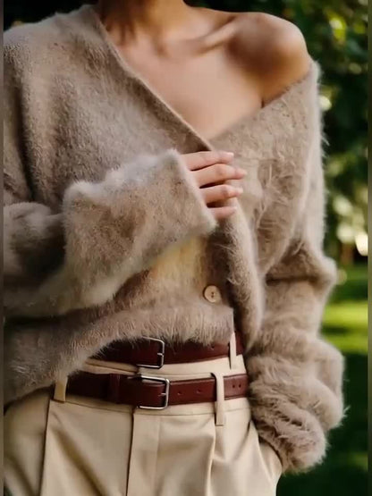 Women'S Light Gray V-Neck Cardigan - Soft Open Front Sweater with Long Sleeves, Elegant & Versatile for Casual, Date Night, Party or Business Wear, Versatile Cardigan | Vneck Sweater | Construction, Sweater Cardigan