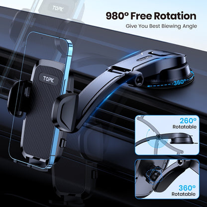 Supporto per Telefono da Auto, Supporto Manuale Migliorato, Porta Cellulare per Cruscotto dell'Auto, Compatibile con iPhone e Android