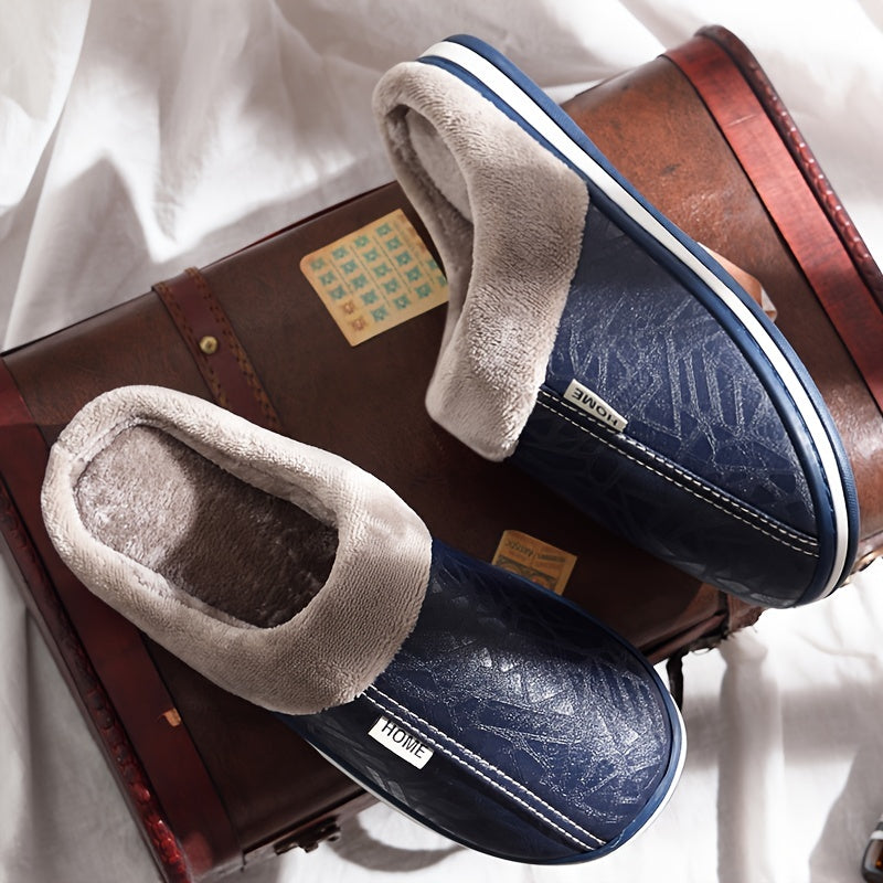 Pantofole da interni invernali da uomo CYFMYD - Caldo, imbottito, suola spessa, punta rotonda, suola esterna TPR antiscivolo, calzature per la casa confortevoli per il tempo freddo, pantofole da casa