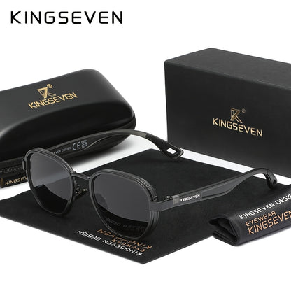 KINGSEVEN Design Occhiali da Uomo con Montatura Rotonda, Adatti anche per la Moda Femminile, Montatura Decorativa in Lega, Ideali per Tempo Libero, Fotografia, Accessori per Feste e Regalo Esclusivo di Moda