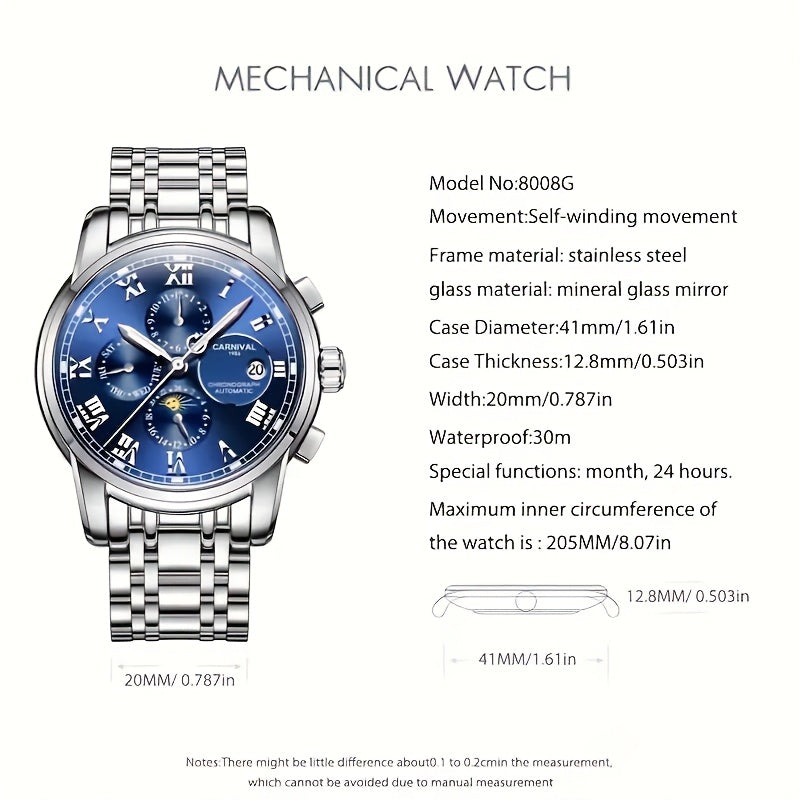 Orologio Sportivo Multifunzionale di Lusso per Uomo [I&W Carnival], Orologio Meccanico Automatico Impermeabile Casual, Regalo da Festival