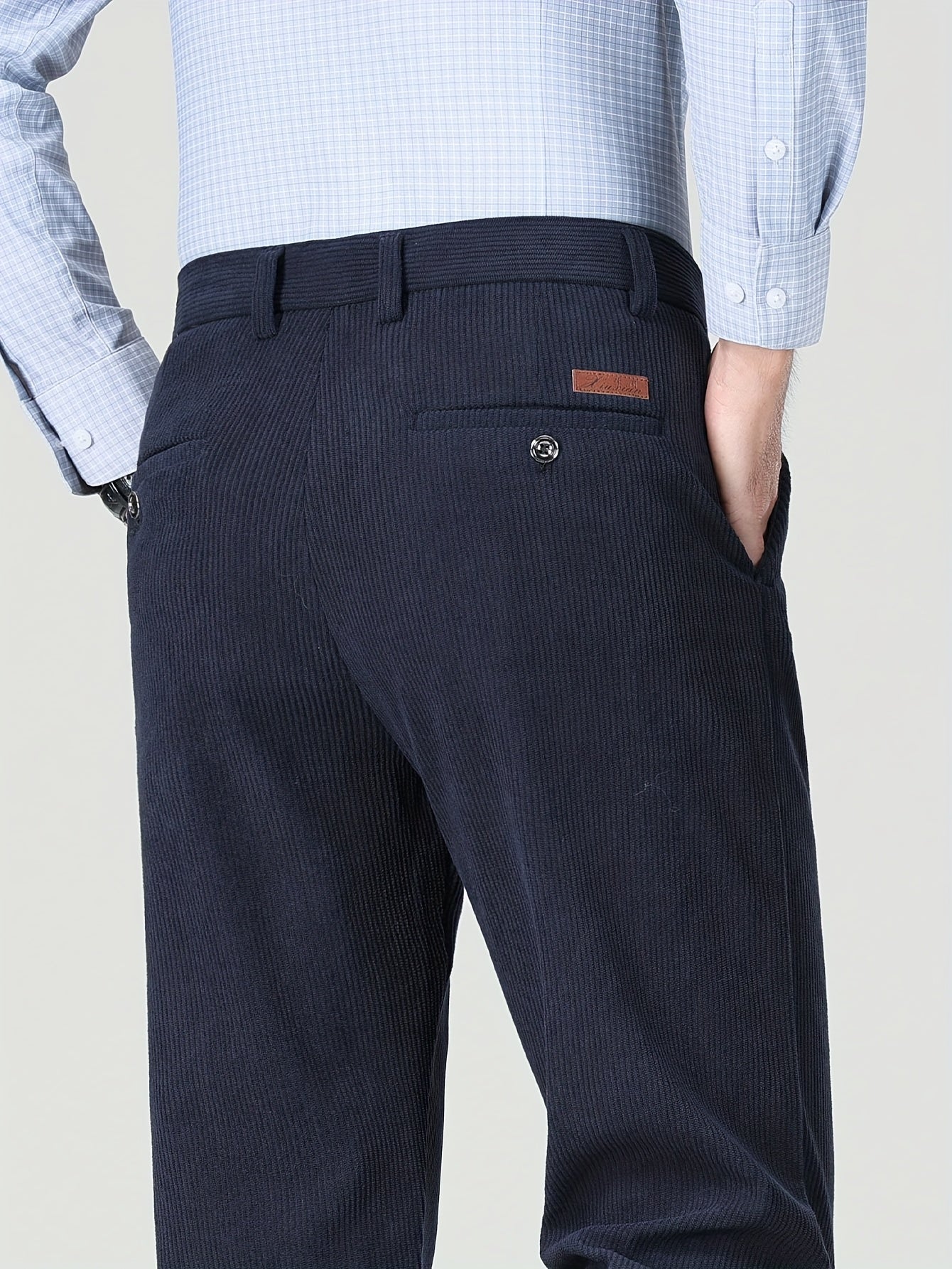 Pantaloni Eleganti da Uomo in Velluto a Coste - 5 Colori Disponibili, Pantaloni a Gamba Dritta Business Casual & Semi-Formali, Tessuto Antivizzo per Ufficio, Matrimonio, Riunioni - Primavera/Autunno (Lavaggio a Mano/Lavaggio a Secco) - Vestibilità Matura,