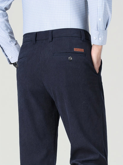 Pantaloni Eleganti da Uomo in Velluto a Coste - 5 Colori Disponibili, Pantaloni a Gamba Dritta Business Casual & Semi-Formali, Tessuto Antivizzo per Ufficio, Matrimonio, Riunioni - Primavera/Autunno (Lavaggio a Mano/Lavaggio a Secco) - Vestibilità Matura,