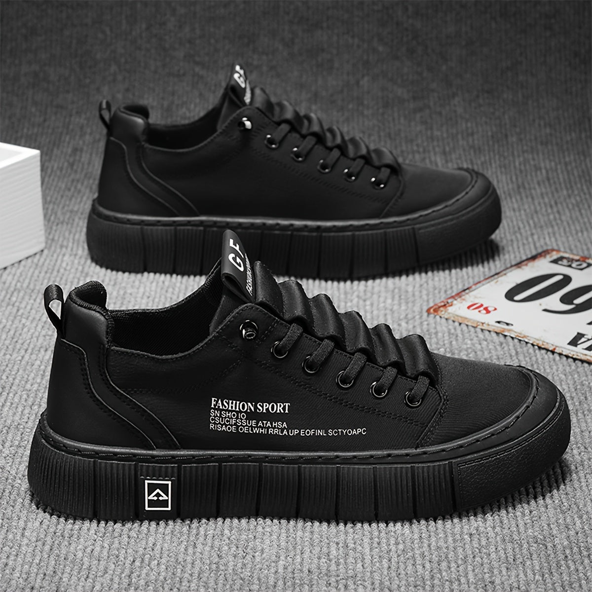 Scarpe da Ginnastica Uomo Basse e Robuste - Suola in PVC Spessa Beige & Nero, Scarponcini Retro con Lacci per Streetwear a Trazione Ammortizzata, Versatili Tutte le Stagioni Ideali per Casual, Outdoor ed Everyday (Grigio/Beige) – Tomaia Resistente Tessuto