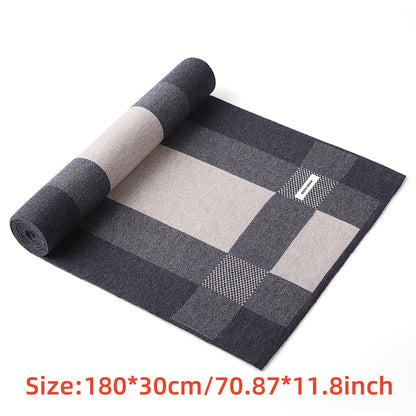 Sciarpa a Quadri Uomo in Tessuto Simil-Lana - Calda Cravatta Invernale, Elegante Regalo di Natale/Ringraziamento per Marito/Padre/Uomo d'Affari - Accessorio Formale Morbido (Lavaggio a Mano/Lavaggio a Secco) - Compatibile con Completi e Cravatte