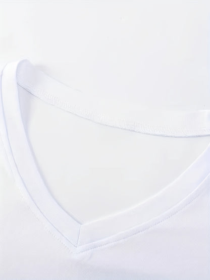 Magliette a maniche corte con scollo a V in tinta unita per uomo, 3 pezzi, essenziali estivi |, tinta unita, poliestere ad asciugatura rapida, perfette per corsa all'aperto e allenamenti, lavabili in lavatrice