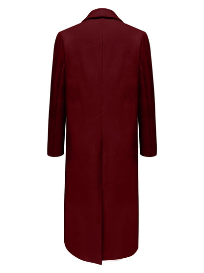 Double Breasted Lapel Overcoat, Elegant Long Sleeve Outwear For Fall & Winter, Women's Clothing