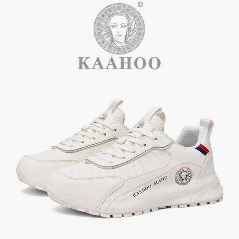 KAAHOO Scarpe da Ginnastica Casual Uomo in Beige//Grigio/Nero/Verde - Tomaia Traspirante e Suola in Gomma, Calzature Versatili con Lacci per Palestra ed Abbigliamento Informale, Scarpe Sportive per Uomini, Scarpe Sportive Bianche per Uomo, Scarpe da Tenni