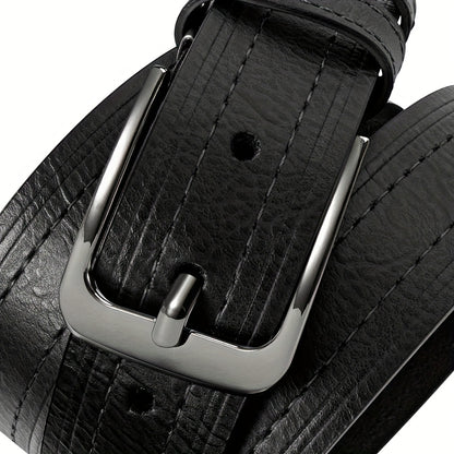 2pz Cinture di Lusso FLAGIA da Uomo - Fibbia Quadrata Regolabile, Perfette per Jeans e Pantaloni Formali, Materiale Elegante in PU, Nero & Marrone Scuro, Ideali per San Valentino o Carnevale