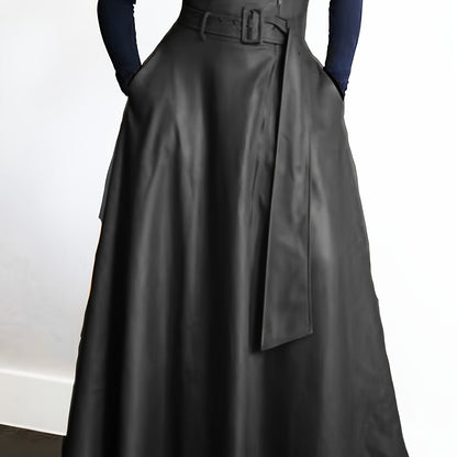 A-Line Luxe - Gonna Elegante in Pelle Sintetica a Vita Alta