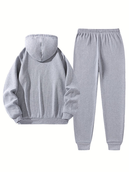 Set da Uomo con Felpa con Cappuccio e Pantaloni Sportivi con Coulisse e Stampa della Parola PARIS