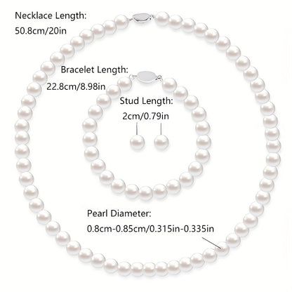 Set di gioielli da donna in argento 925, composto da perle d'acqua dolce, collana, orecchini e bracciale. Elegante e lussuoso, adatto a varie occasioni come regali, feste serali, accompagnato da una bella scatola regalo.