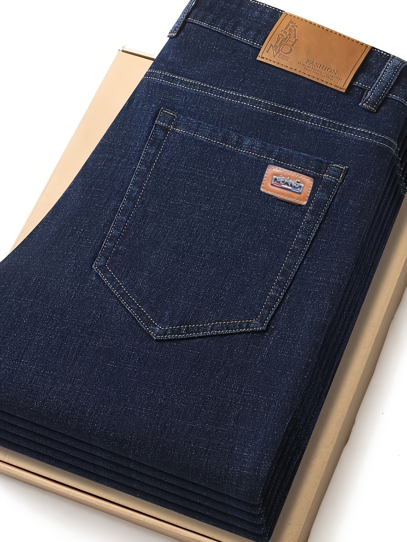 Pantaloni da lavoro pesanti da uomo - Denim finto non elasticizzato per tutte le stagioni con design classico a cinque tasche, aspetto lavato blu scuro per l'uso quotidiano e formale - Pantaloni casual resistenti per uomo, abbigliamento versatile, taglio