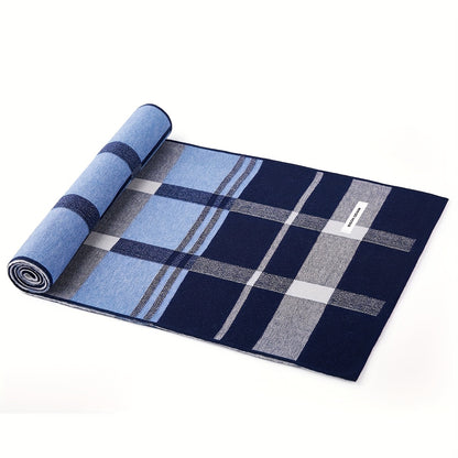 Sciarpa a Quadri Uomo in Tessuto Simil-Lana - Calda Cravatta Invernale, Elegante Regalo di Natale/Ringraziamento per Marito/Padre/Uomo d'Affari - Accessorio Formale Morbido (Lavaggio a Mano/Lavaggio a Secco) - Compatibile con Completi e Cravatte
