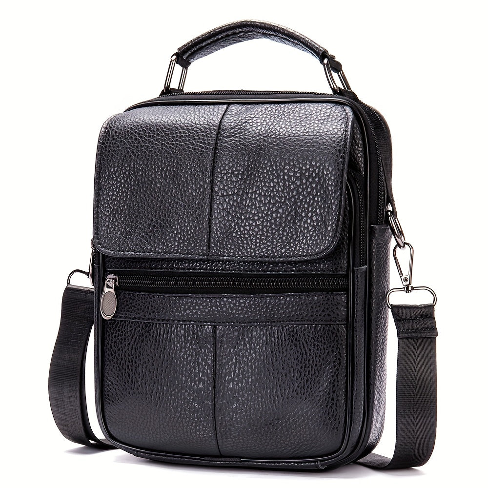 Linea Classic - Borsa messaggera in pelle autentica WESTAL, nera, casual, multi-comparto, cinturino regolabile