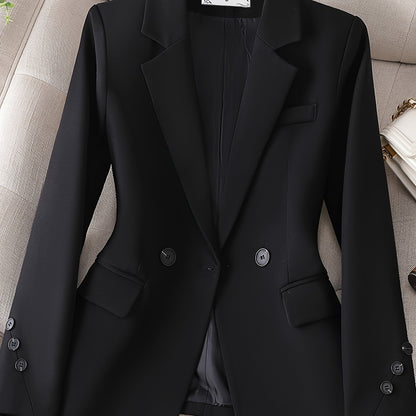 Women's Slim Fit Business Suit, Autumn and Winter Casual Style, Simple Professional Two-Piece Set for Spring and Fall