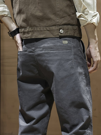 Pantaloni casual da uomo - Pantaloni beige/marrone, abbigliamento quotidiano e formale per tutte le stagioni, vestibilità regolare, abbigliamento formale non elasticizzato, abbigliamento per ufficio e casual facile da curare, abbigliamento versatile, desi