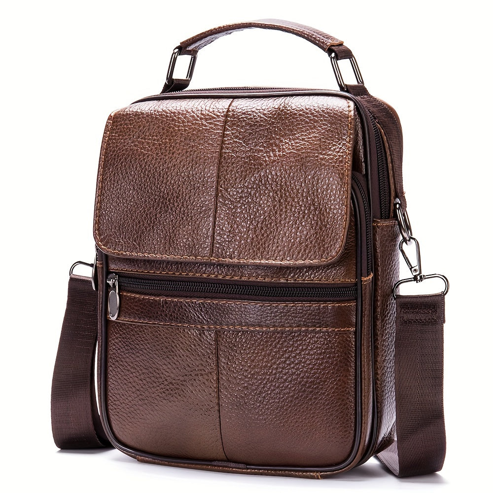 Linea Classic - Borsa messaggera in pelle autentica WESTAL, nera, casual, multi-comparto, cinturino regolabile