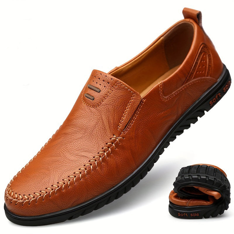 Linea Classico - Mocassini Uomo Slip-On - Tomaia in Pelle Vacchetta di Seconda Qualità
