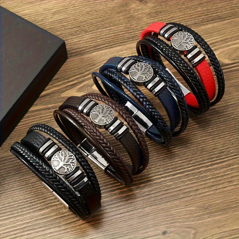 Lorian - Bracciale in Pelle PU Trendy e Minimalista, con Chiusura Magnetica per Uomo