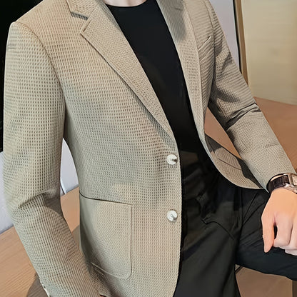 Linea Classic - Blazer a maniche lunghe in maglia waffle per uomo
