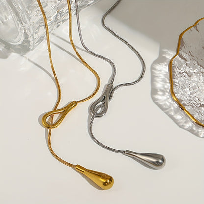 1pz Elegante Collana a Y Vintage, Pendente a Goccia di Acciaio Inossidabile, Catena a Serpente, Gioielli di Lusso per Regali per Donne e Uomini, Accessorio per San, Abbigliamento Quotidiano per Tutte le Stagioni