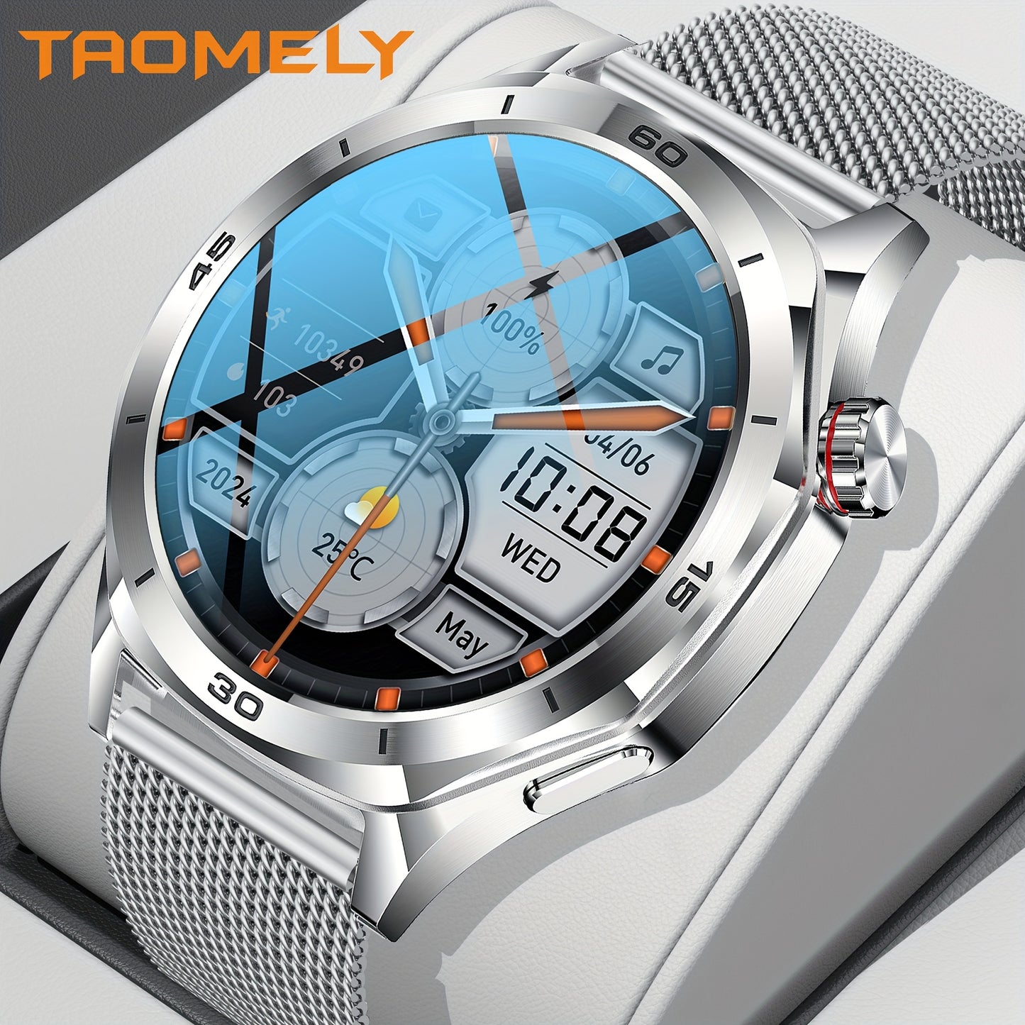 Orologio intelligente impermeabile per uomo - Orologio intelligente rotondo con schermo touch HD da 1.52 pollici - Bracciale intelligente con 123 modalità sportive - Monitoraggio del tracker sportivo - Chiamata e risposta wireless - per iPhone/Android