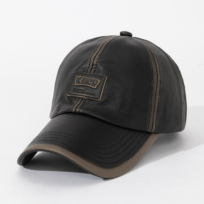 1pz/4pcs Cappello da Baseball in Pelle PU Lavata Vintage per Uomini e Donne - Regolabile, Alta Qualità per Golf ed Equitazione, Regalo per Festa del Papà/Madre, Cappellino Casual con Design a Sei Panel, Copricapo Resistente
